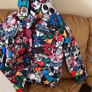 Multi color skull hooded winter coat